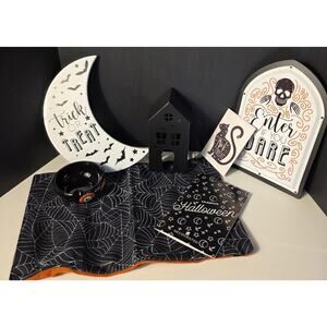 Decocrated Halloween Decor Set Black Moon Sign House Bowl Pillow Cover